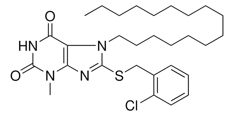 Sigma-Aldrich 8-(2-CHLORO-BENZYLSULFANYL)-7-HEXADECYL-3-METHYL-3,7-DIHYDRO-PURINE-2,6-DIONE,AldrichCPR