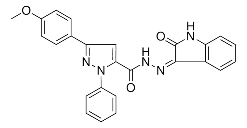 Sigma-Aldrich 3-(4-METHOXYPHENYL)-N'-[(3Z)-2-OXO-1,2-DIHYDRO-3H-INDOL-3-YLIDENE]-1-PHENYL-1H-PYRAZOLE-5-CARBOHYDRAZIDE，AldrichCPR
