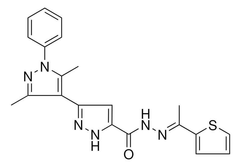 Sigma-Aldrich (E)-3',5'-DIMETHYL-1'-PHENYL-N'-(1-(THIOPHEN-2-YL)ETHYLIDENE)-1H,1'H-3,4'-BIPYRAZOLE-5-CARBOHYDRAZIDE,AldrichCPR
