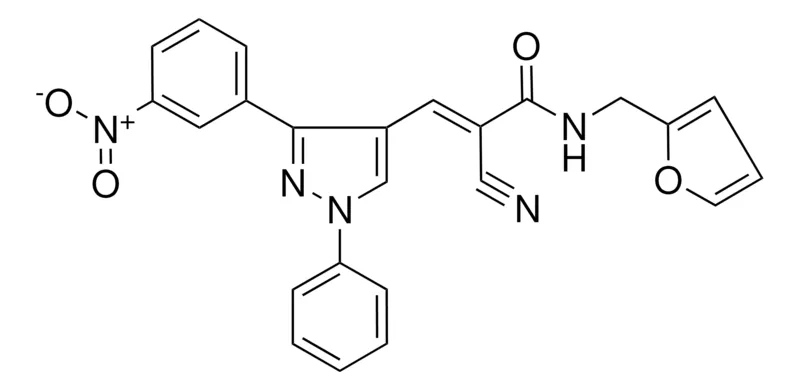 Sigma-Aldrich 2-CYANO-N-(2-FURYLMETHYL)-3-(3-(3-NITROPHENYL)-1-PH-1H-PYRAZOL-4-YL)ACRYLAMIDE,AldrichCPR