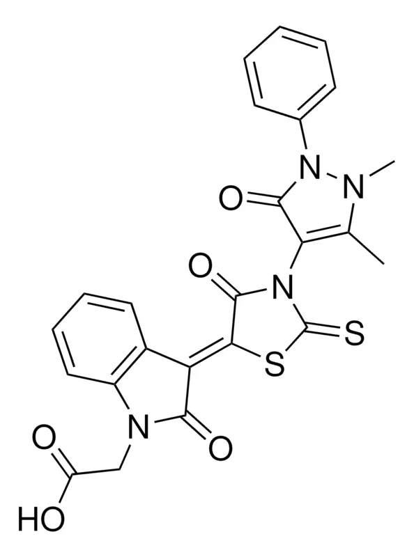 Sigma-Aldrich {(3Z)-3-[3-(1,5-DIMETHYL-3-OXO-2-PHENYL-2,3-DIHYDRO-1H-PYRAZOL-4-YL)-4-OXO-2-THIOXO-1,3-THIAZOLIDIN-5-YLIDENE]-2-OXO-2,3-DIHYDRO-1H-INDOL-1-YL}ACETIC ACID，AldrichCPR