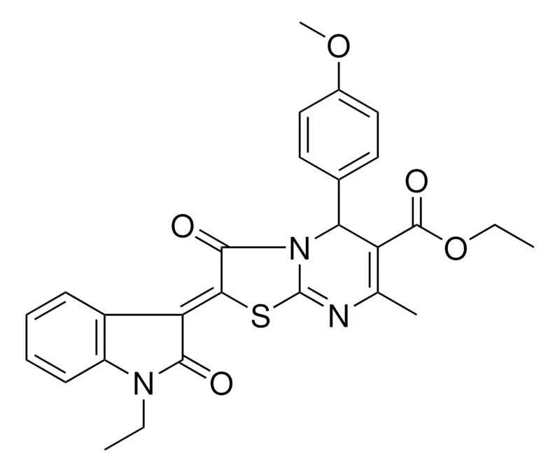 Sigma-Aldrich ETHYL (2Z)-2-(1-ETHYL-2-OXO-1,2-DIHYDRO-3H-INDOL-3-YLIDENE)-5-(4-METHOXYPHENYL)-7-METHYL-3-OXO-2,3-DIHYDRO-5H-[1,3]THIAZOLO[3,2-A]PYRIMIDINE-6-CARBOXYLATE，AldrichCPR