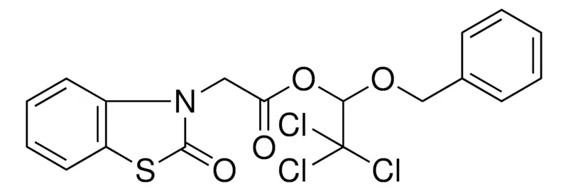 Sigma-Aldrich (2-OXO-BENZOTHIAZOL-3-YL)-ACETIC ACID 1-BENZYLOXY-2,2,2-TRICHLORO-ETHYL ESTER,AldrichCPR