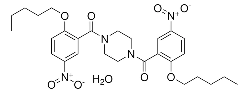 Sigma-Aldrich 1,4-BIS(5-NITRO-2-(PENTYLOXY)BENZOYL)PIPERAZINE HYDRATE,AldrichCPR