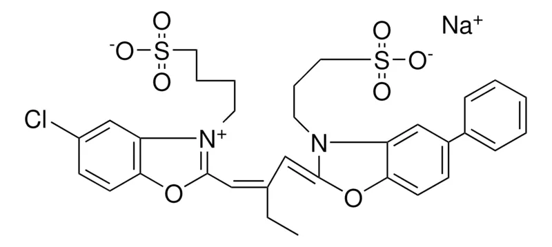 Sigma-Aldrich CHLORO-ETHYL-PH-SULFOBUTYL-SULFOPROPYL-OXACARBOCYANINE OH, INNER SALT, NA SALT,AldrichCPR