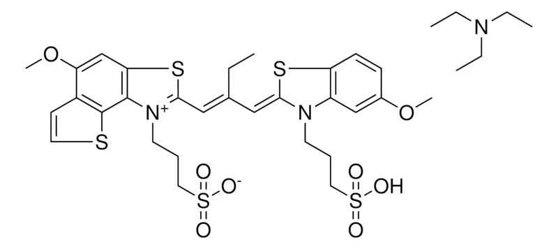 Sigma-Aldrich 3-(5-METHOXY-2-{(1E)-2-[(Z)-(5-METHOXY-3-(3-SULFOPROPYL)-1,3-BENZOTHIAZOL-2(3H)-YLIDENE)METHYL]-1-BUTENYL}THIENO[2,3-E][1,3]BENZOTHIAZOL-1-IUM-1-YL)-1-PROPANESULFONATE COMPOUND WITH N,N,N-TRIETHYLAMINE，AldrichCPR