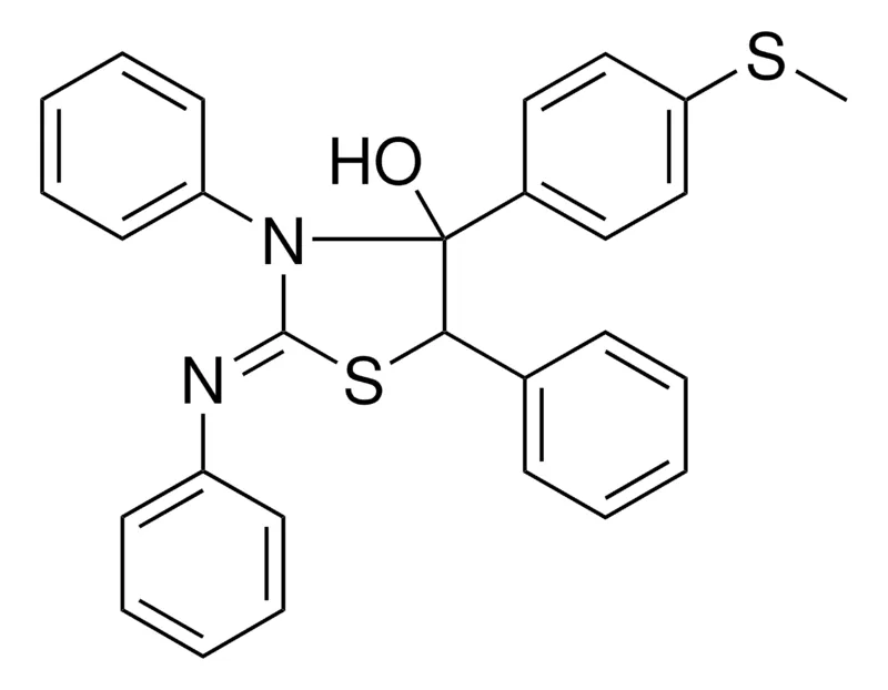 Sigma-Aldrich 4-(4-METHYLSULFANYL-PHENYL)-3,5-DIPHENYL-2-PHENYLIMINO-THIAZOLIDIN-4-OL,AldrichCPR
