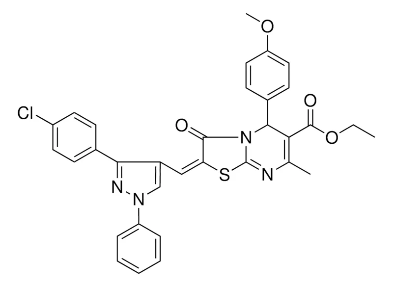 Sigma-Aldrich ETHYL (2E)-2-{[3-(4-CHLOROPHENYL)-1-PHENYL-1H-PYRAZOL-4-YL]METHYLENE}-5-(4-METHOXYPHENYL)-7-METHYL-3-OXO-2,3-DIHYDRO-5H-[1,3]THIAZOLO[3,2-A]PYRIMIDINE-6-CARBOXYLATE，AldrichCPR