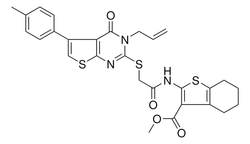 Sigma-Aldrich METHYL 2-[({[3-ALLYL-5-(4-METHYLPHENYL)-4-OXO-3,4-DIHYDROTHIENO[2,3-D]PYRIMIDIN-2-YL]SULFANYL}ACETYL)AMINO]-4,5,6,7-TETRAHYDRO-1-BENZOTHIOPHENE-3-CARBOXYLATE，AldrichCPR