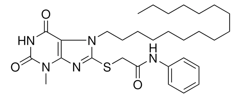 Sigma-Aldrich 2-(7-HEXADECYL-3-ME-2,6-DIOXO-2,3,6,7-4H-1H-PURIN-8-YLSULFANYL)-N-PH-ACETAMIDE,AldrichCPR