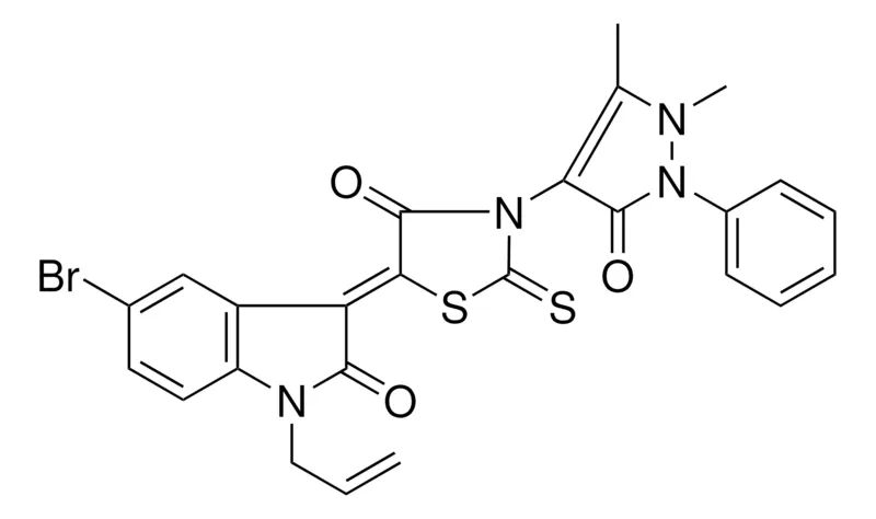 Sigma-Aldrich (3Z)-1-ALLYL-5-BROMO-3-[3-(1,5-DIMETHYL-3-OXO-2-PHENYL-2,3-DIHYDRO-1H-PYRAZOL-4-YL)-4-OXO-2-THIOXO-1,3-THIAZOLIDIN-5-YLIDENE]-1,3-DIHYDRO-2H-INDOL-2-ONE，AldrichCPR