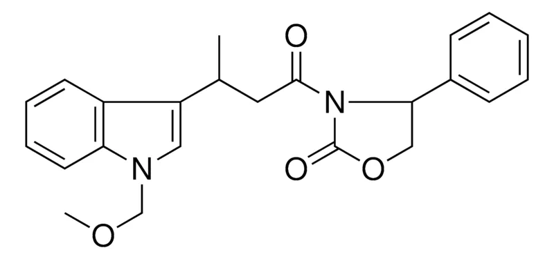 Sigma-Aldrich 3-(3-(1-(METHOXYMETHYL)-1H-INDOL-3-YL)BUTANOYL)-4-PHENYL-1,3-OXAZOLIDIN-2-ONE,AldrichCPR