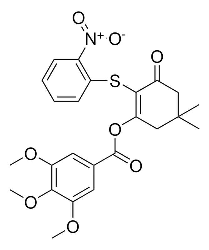 Sigma-Aldrich 5,5-DI-ME-2-((2-NITRO-PH)THIO)-3-OXO-1-CYCLOHEXEN-1-YL 3,4,5-TRIMETHOXYBENZOATE,AldrichCPR