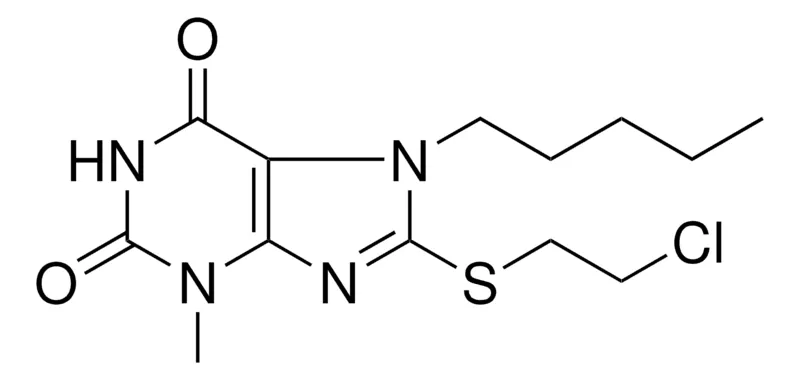 Sigma-Aldrich 8-(2-CHLORO-ETHYLSULFANYL)-3-METHYL-7-PENTYL-3,7-DIHYDRO-PURINE-2,6-DIONE,AldrichCPR
