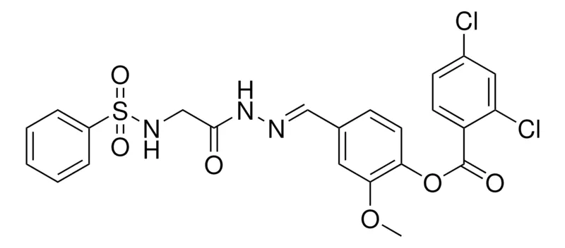 Sigma-Aldrich 2-MEO-4-(2-(((PHENYLSULFONYL)AMINO)AC)CARBOHYDRAZONOYL)PH 2,4-DICHLOROBENZOATE,AldrichCPR