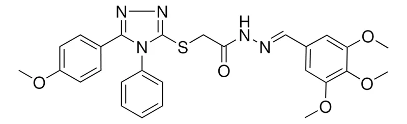 Sigma-Aldrich 2-{[5-(4-METHOXYPHENYL)-4-PHENYL-4H-1,2,4-TRIAZOL-3-YL]SULFANYL}-N'-[(E)-(3,4,5-TRIMETHOXYPHENYL)METHYLIDENE]ACETOHYDRAZIDE，AldrichCPR