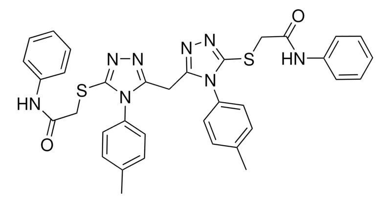 Sigma-Aldrich 2-{[5-{[5-[(2-ANILINO-2-OXOETHYL)SULFANYL]-4-(4-METHYLPHENYL)-4H-1,2,4-TRIAZOL-3-YL]METHYL}-4-(4-METHYLPHENYL)-4H-1,2,4-TRIAZOL-3-YL]SULFANYL}-N-PHENYLACETAMIDE，AldrichCPR