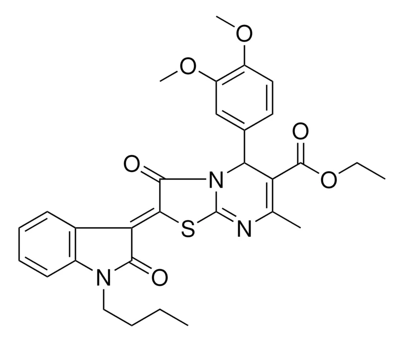 Sigma-Aldrich ETHYL (2Z)-2-(1-BUTYL-2-OXO-1,2-DIHYDRO-3H-INDOL-3-YLIDENE)-5-(3,4-DIMETHOXYPHENYL)-7-METHYL-3-OXO-2,3-DIHYDRO-5H-[1,3]THIAZOLO[3,2-A]PYRIMIDINE-6-CARBOXYLATE，AldrichCPR