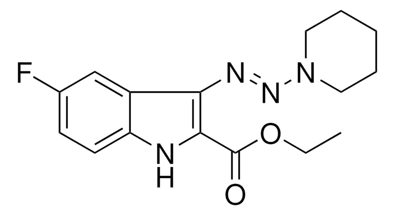 Sigma-Aldrich 5-FLUORO-3-(PIPERIDIN-1-YLAZO)-1H-INDOLE-2-CARBOXYLIC ACID ETHYL ESTER,AldrichCPR