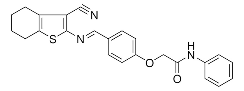 Sigma-Aldrich 2(4-((3-CYANO-4,5,6,7-4H-BENZO(B)THIOPHEN-2-YLIMINO)-ME)-PHENOXY)-N-PH-ACETAMIDE,AldrichCPR