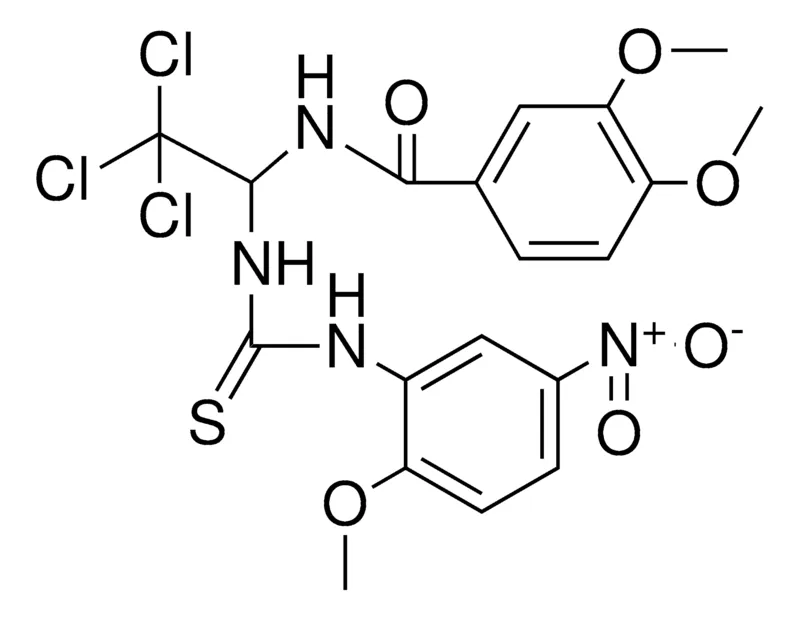 Sigma-Aldrich 3,4-DI-MEO-N-(2,2,2-TRICHLORO-1-(3-(2-MEO-5-NITRO-PH)-THIOUREIDO)-ET)-BENZAMIDE,AldrichCPR