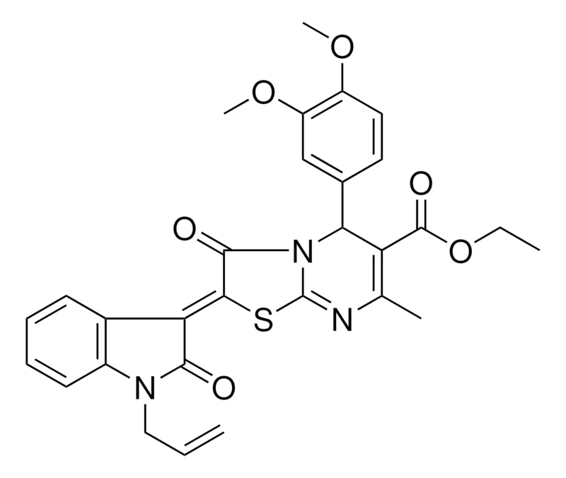 Sigma-Aldrich ETHYL (2Z)-2-(1-ALLYL-2-OXO-1,2-DIHYDRO-3H-INDOL-3-YLIDENE)-5-(3,4-DIMETHOXYPHENYL)-7-METHYL-3-OXO-2,3-DIHYDRO-5H-[1,3]THIAZOLO[3,2-A]PYRIMIDINE-6-CARBOXYLATE，AldrichCPR
