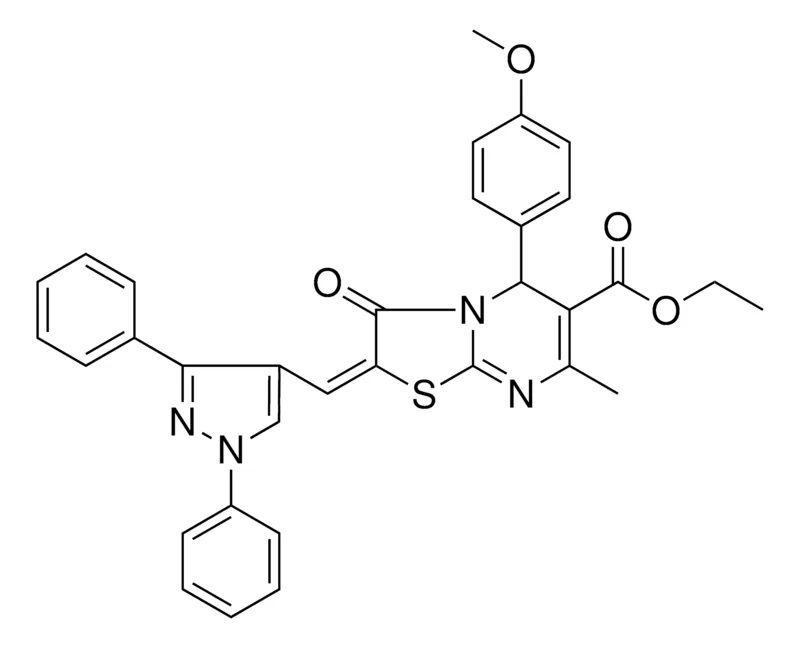 Sigma-Aldrich ETHYL (2E)-2-[(1,3-DIPHENYL-1H-PYRAZOL-4-YL)METHYLENE]-5-(4-METHOXYPHENYL)-7-METHYL-3-OXO-2,3-DIHYDRO-5H-[1,3]THIAZOLO[3,2-A]PYRIMIDINE-6-CARBOXYLATE，AldrichCPR