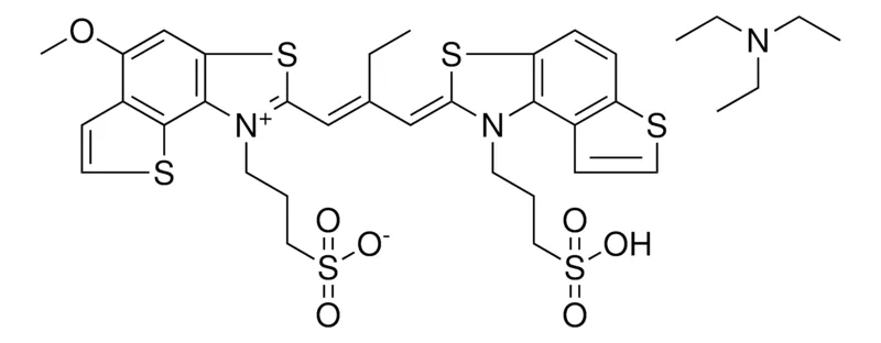 Sigma-Aldrich 3-(5-METHOXY-2-{(1E)-2-[(Z)-(1-(3-SULFOPROPYL)THIENO[3,2-E][1,3]BENZOTHIAZOL-2(1H)-YLIDENE)METHYL]-1-BUTENYL}THIENO[2,3-E][1,3]BENZOTHIAZOL-1-IUM-1-YL)-1-PROPANESULFONATE COMPOUND WITH N,N,N-TRIETHYLAMINE，AldrichCPR