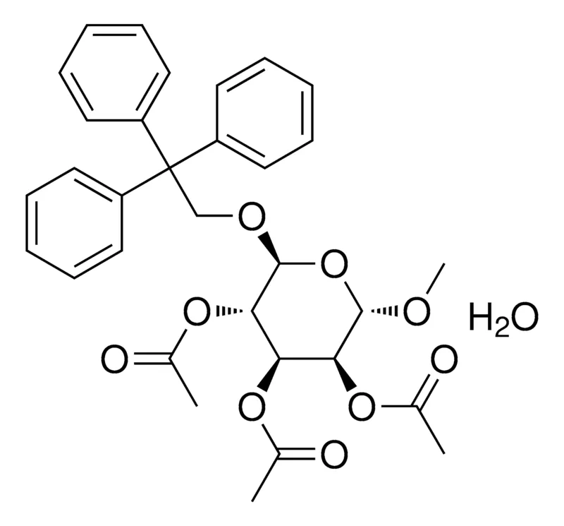 Sigma-Aldrich ACETIC ACID 4,5-DIACETOXY-2-MEO-6-(2,2,2-TRI-PH-ETO)4H-PYRAN-3-YL ESTER, HYDRATE,AldrichCPR