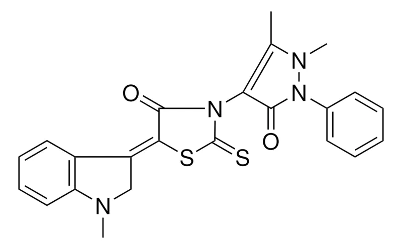 Sigma-Aldrich (5Z)-3-(1,5-DIMETHYL-3-OXO-2-PHENYL-2,3-DIHYDRO-1H-PYRAZOL-4-YL)-5-(1-METHYL-1,2-DIHYDRO-3H-INDOL-3-YLIDENE)-2-THIOXO-1,3-THIAZOLIDIN-4-ONE,AldrichCPR