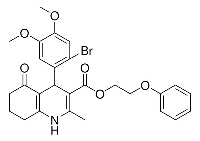 Sigma-Aldrich 2-PHENOXYETHYL 4-(2-BROMO-4,5-DIMETHOXYPHENYL)-2-METHYL-5-OXO-1,4,5,6,7,8-HEXAHYDRO-3-QUINOLINECARBOXYLATE,AldrichCPR