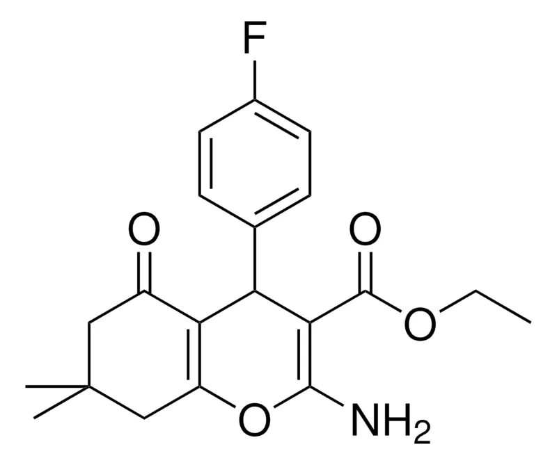 Sigma-Aldrich ETHYL 2-AMINO-4-(4-FLUOROPHENYL)-7,7-DIMETHYL-5-OXO-5,6,7,8-TETRAHYDRO-4H-CHROMENE-3-CARBOXYLATE,AldrichCPR