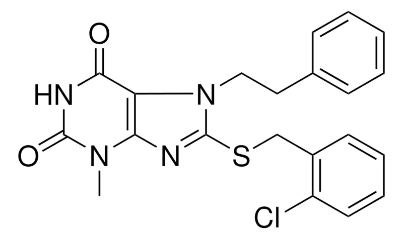 Sigma-Aldrich 8-(2-CHLORO-BENZYLSULFANYL)-3-METHYL-7-PHENETHYL-3,7-DIHYDRO-PURINE-2,6-DIONE,AldrichCPR