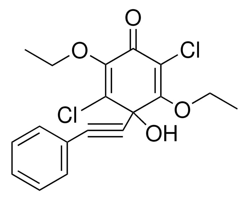 Sigma-Aldrich 2,5-DICHLORO-3,6-DIETHOXY-4-HYDROXY-4-PHENYLETHYNYL-CYCLOHEXA-2,5-DIENONE,AldrichCPR