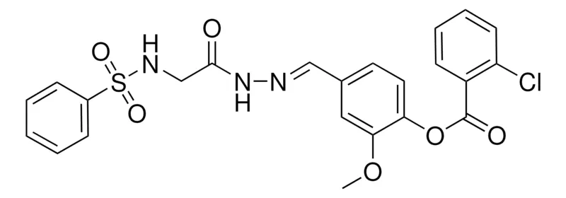 Sigma-Aldrich 2-MEO-4-(2-(((PHENYLSULFONYL)AMINO)AC)CARBOHYDRAZONOYL)PHENYL 2-CHLOROBENZOATE,AldrichCPR