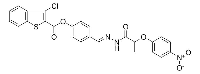 Sigma-Aldrich 4-((E)-{2-[2-(4-NITROPHENOXY)PROPANOYL]HYDRAZONO}METHYL)PHENYL 3-CHLORO-1-BENZOTHIOPHENE-2-CARBOXYLATE，AldrichCPR