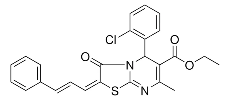 Sigma-Aldrich ETHYL (2E)-5-(2-CHLOROPHENYL)-7-METHYL-3-OXO-2-[(2E)-3-PHENYL-2-PROPENYLIDENE]-2,3-DIHYDRO-5H-[1,3]THIAZOLO[3,2-A]PYRIMIDINE-6-CARBOXYLATE，AldrichCPR