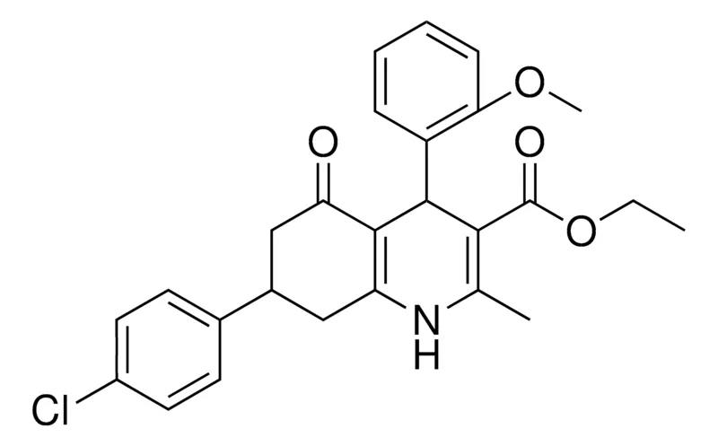 Sigma-Aldrich ETHYL 7-(4-CHLOROPHENYL)-4-(2-METHOXYPHENYL)-2-METHYL-5-OXO-1,4,5,6,7,8-HEXAHYDRO-3-QUINOLINECARBOXYLATE,AldrichCPR