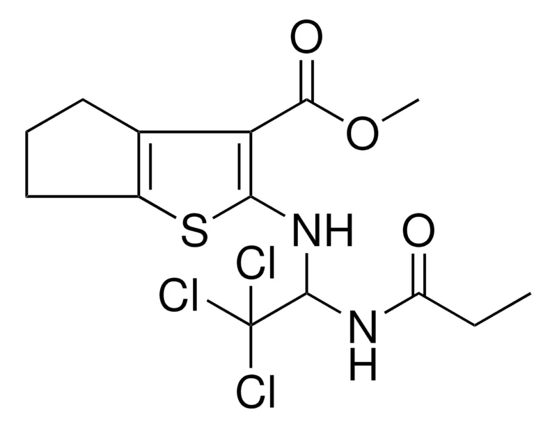 Sigma-Aldrich METHYL 2-{[2,2,2-TRICHLORO-1-(PROPIONYLAMINO)ETHYL]AMINO}-5,6-DIHYDRO-4H-CYCLOPENTA[B]THIOPHENE-3-CARBOXYLATE，AldrichCPR