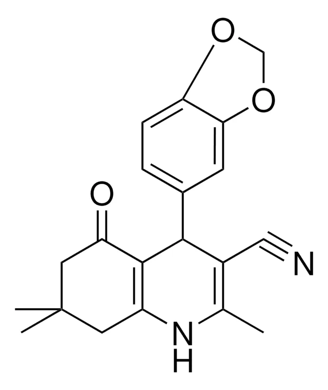 Sigma-Aldrich 4-(1,3-BENZODIOXOL-5-YL)-2,7,7-TRIMETHYL-5-OXO-1,4,5,6,7,8-HEXAHYDRO-3-QUINOLINECARBONITRILE,AldrichCPR