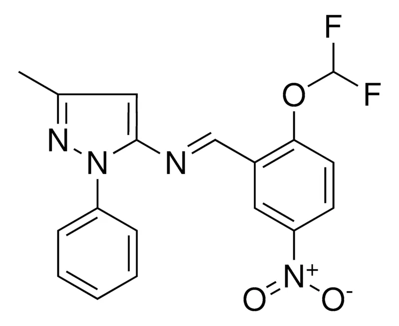 Sigma-Aldrich (2-DIFLUOROMETHOXY-5-NITRO-BENZYLIDENE)-(5-ME-2-PHENYL-2H-PYRAZOL-3-YL)-AMINE,AldrichCPR