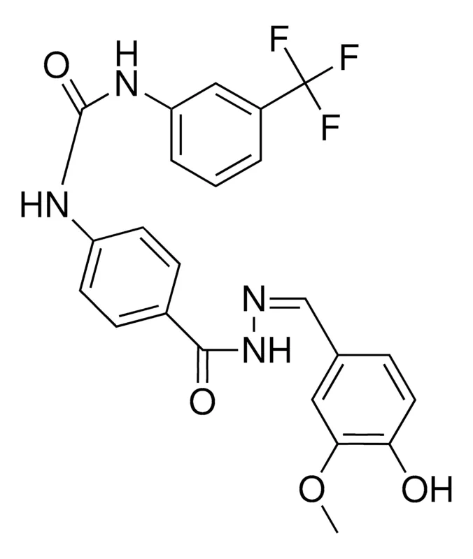 Sigma-Aldrich 4-(3(3(TRIFLUOROMETHYL)PHENYL)UREIDO)BENZOIC (4HYDROXY3MEO-BENZYLIDENE)HYDRAZIDE,AldrichCPR