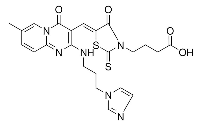Sigma-Aldrich 4-{(5Z)-5-[(2-{[3-(1H-IMIDAZOL-1-YL)PROPYL]AMINO}-7-METHYL-4-OXO-4H-PYRIDO[1,2-A]PYRIMIDIN-3-YL)METHYLENE]-4-OXO-2-THIOXO-1,3-THIAZOLIDIN-3-YL}BUTANOIC ACID，AldrichCPR