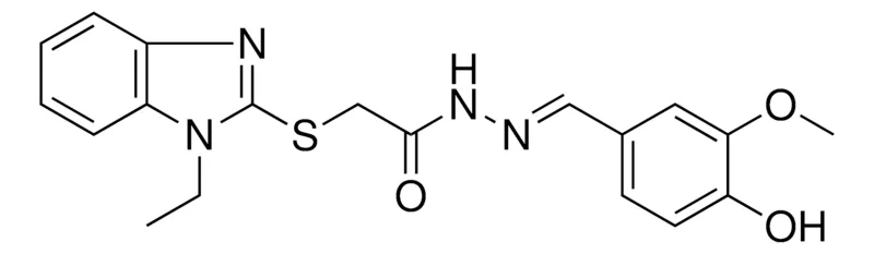 Sigma-Aldrich 2-[(1-ETHYL-1H-BENZIMIDAZOL-2-YL)SULFANYL]-N'-[(E)-(4-HYDROXY-3-METHOXYPHENYL)METHYLIDENE]ACETOHYDRAZIDE，AldrichCPR