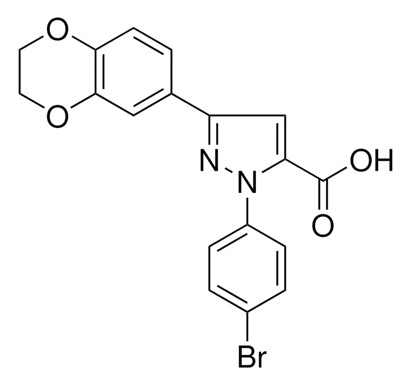 Sigma-Aldrich 1-(4-BROMOPHENYL)-3-(2,3-DIHYDRO-1,4-BENZODIOXIN-6-YL)-1H-PYRAZOLE-5-CARBOXYLIC ACID,AldrichCPR