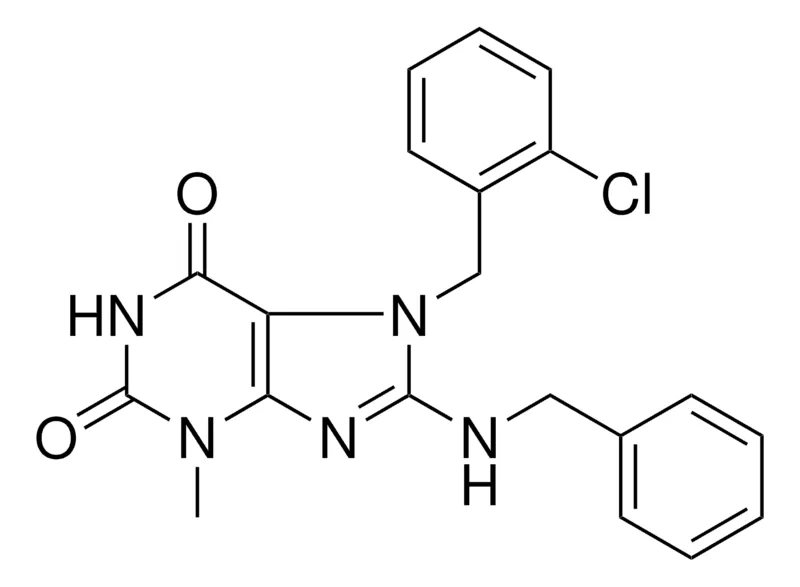 Sigma-Aldrich 8-BENZYLAMINO-7-(2-CHLORO-BENZYL)-3-METHYL-3,7-DIHYDRO-PURINE-2,6-DIONE,AldrichCPR