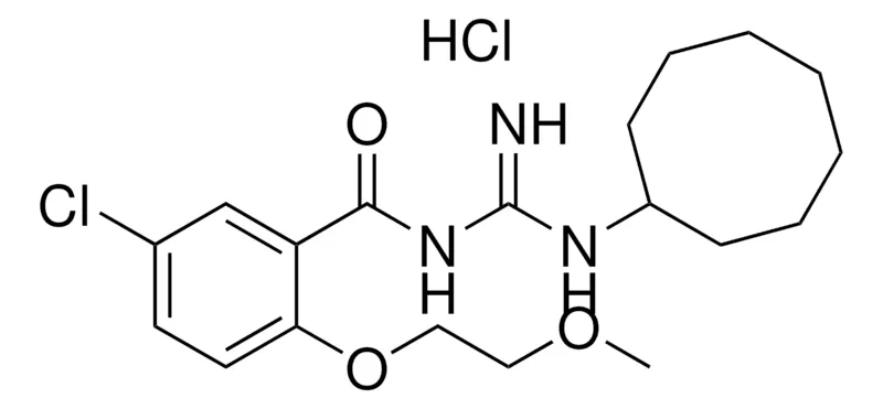 Sigma-Aldrich N-(5-CHLORO-2-(2-METHOXY-ETHOXY)-BENZOYL)-N'-CYCLOOCTYL-GUANIDINE, HYDROCHLORIDE,AldrichCPR