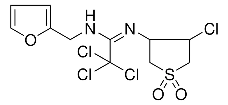 Sigma-Aldrich (1E)-2,2,2-TRICHLORO-N'-(4-CHLORO-1,1-DIOXIDOTETRAHYDRO-3-THIENYL)-N-(2-FURYLMETHYL)ETHANIMIDAMIDE,AldrichCPR