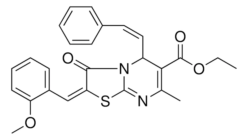 Sigma-Aldrich ETHYL (2E)-2-(2-METHOXYBENZYLIDENE)-7-METHYL-3-OXO-5-[(Z)-2-PHENYLETHENYL]-2,3-DIHYDRO-5H-[1,3]THIAZOLO[3,2-A]PYRIMIDINE-6-CARBOXYLATE，AldrichCPR