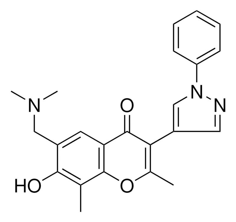 Sigma-Aldrich 6((DIMETHYLAMINO)ME)-7-HO-2,8-DIMETHYL-3-(1-PH-1H-PYRAZOL-4-YL)-4H-CHROMEN-4-ONE,AldrichCPR